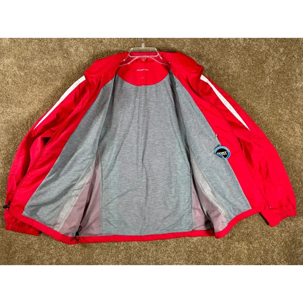 Sport Tek Barstool Sportsbook Red White Full Zip Track Jacket Mens Large‎